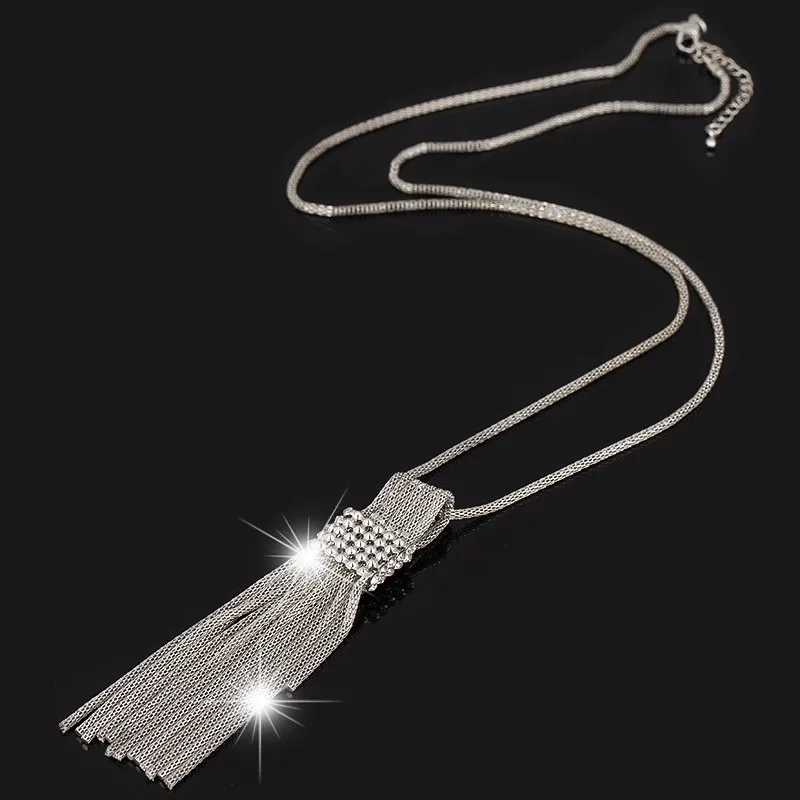 Бренд Цепочки и ожерелья Кристалл Кулон-Цепочки и ожерелья длинная цепь Мода г. Для женщин изделия# N008