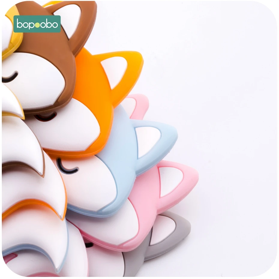 Bopoobo 젖꼭지 장난감에 대 한 5pc 실리콘 폭스 펜 던 트 음식 학년 실리콘 작은 막대 Teethers 아이 선물에 대 한 치아 장난감에 대 한