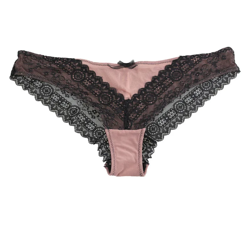 

MiaoErSiDai Women Brief Ultra-thin Underwear Women Low Rise Transparent Lace Sexy Panties Breathable Panties S-2XL 2PCS/Lot