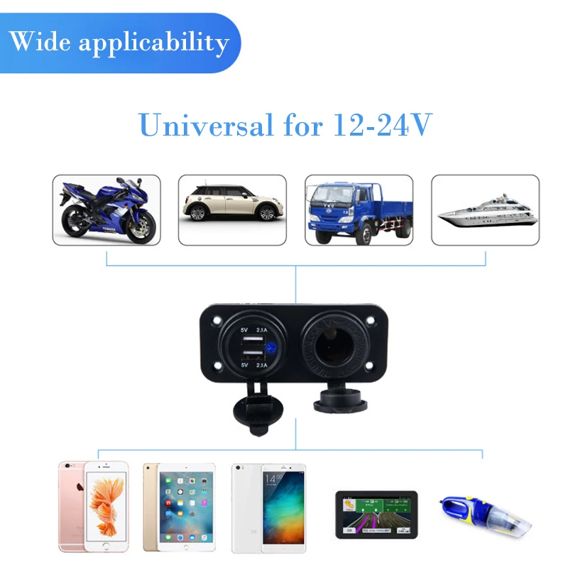 12-24V розетка для автомобильного прикуривателя со светодиодный 5V 4.2A двойной разъем USB адаптер зарядное устройство с автомобильным прикуривателем светильник для универсального автомобиля