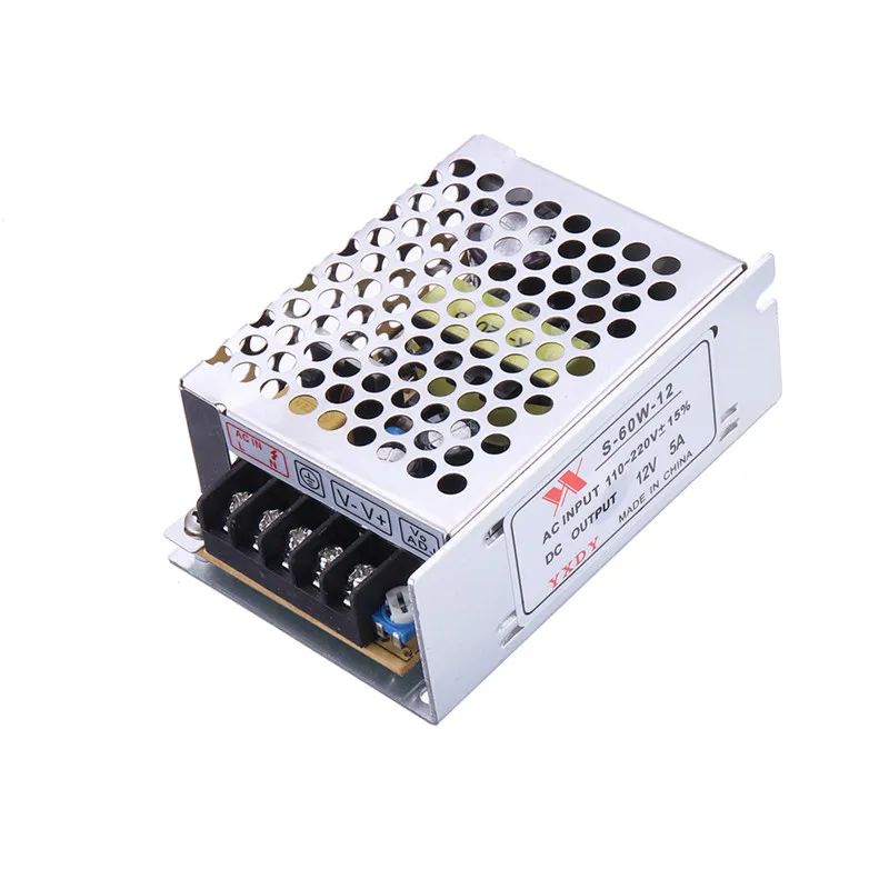 AC 100-240 В к DC 12 В 5A 60 Вт импульсный источник питания драйвер модуля адаптер светодиодные полосы трансформаторы для освещения производительности лампы