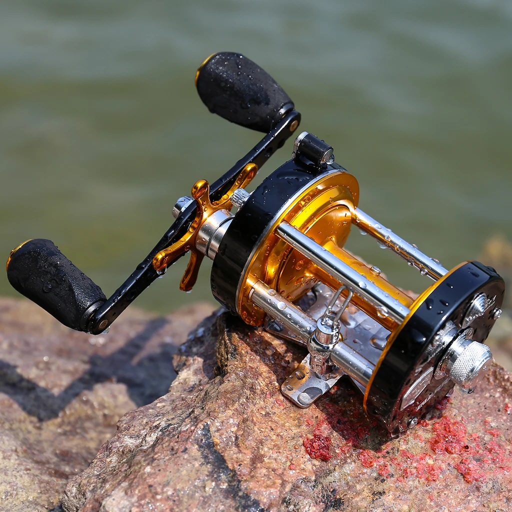 Round Baitcasting Reel - High Speed Trolling Fishing Conventional Reel - Reinforced Metal Body & Star Drag 