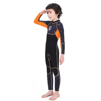 

2.5mm Wetsuits Boy Swimsuit Long Sleeve One-Piece Thermal Swimsuit Sunscreen UV Protection Diving Surfing Suit Children Kid