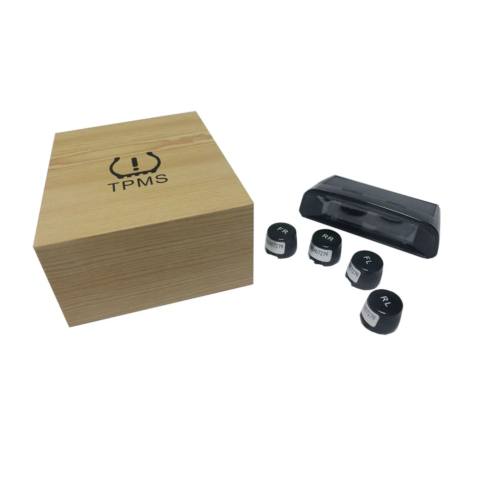 VJOYCAR TW400 Tire Pressure Monitor System 4 Wireless External Sensors Cigarette Lighter Solar Panel Display Temperature Alarm
