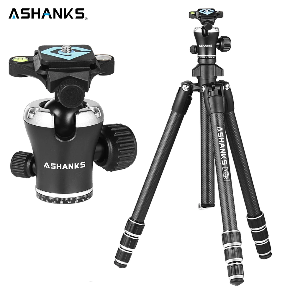

ASHANKS A666C Carbon Camera Tripod 8KG 55.1''/140cm Professional Video Tripod with Dslr VIDEO Tripod Ball Head for Photography