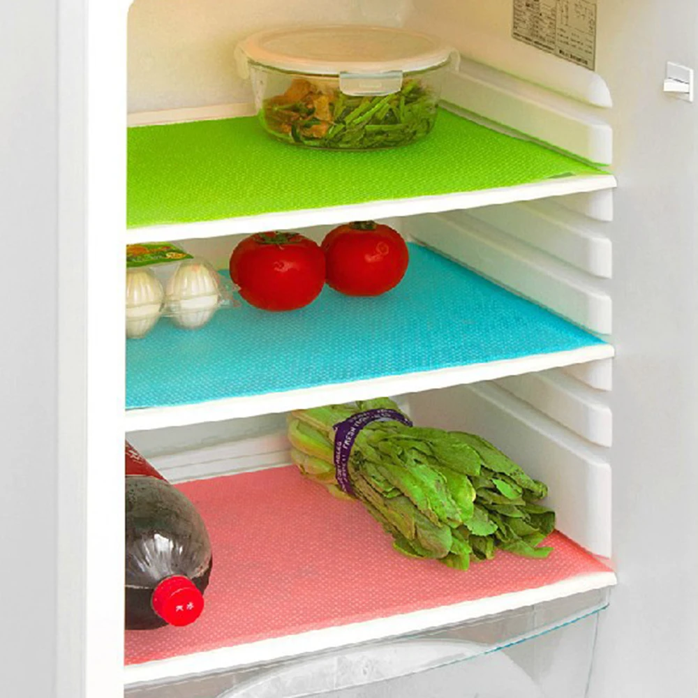 

4 Pcs / set EVA Refrigerator Pad Antibacterial Antifouling Mildew Moisture Tailorable Pad Refrigerator Mats Fridge Waterproof