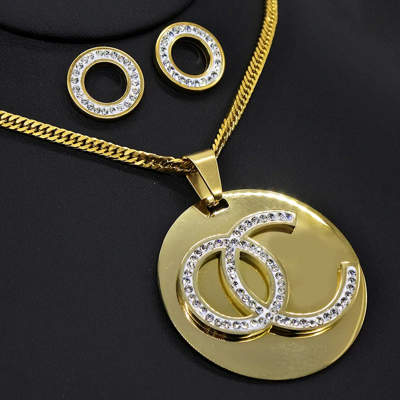 AMUMIU Hot Sale Fashion Women Jewelry Classy Sparking Crystal Necklace Wedding Gold/White Jewelry Set Woman Dress JS086