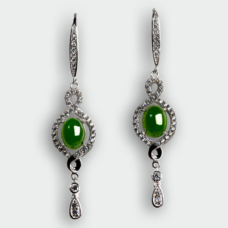 Genuine Natural and nephrite jade pendant earrings jewelry earrings egg