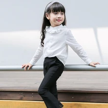 Г. Осенняя Школьная блузка для девочек детская одежда для детей хлопковая Детская рубашка Белые блузы с длинными рукавами, одежда для девочек От 3 до 15 лет