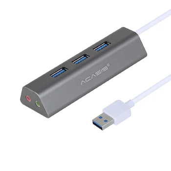 

HOT-Acasis High-Speed Usb Distributor 3 Hubs One Trailer Three Usb Extensions Hub Aluminum Alloy Body Support Headset Micropho
