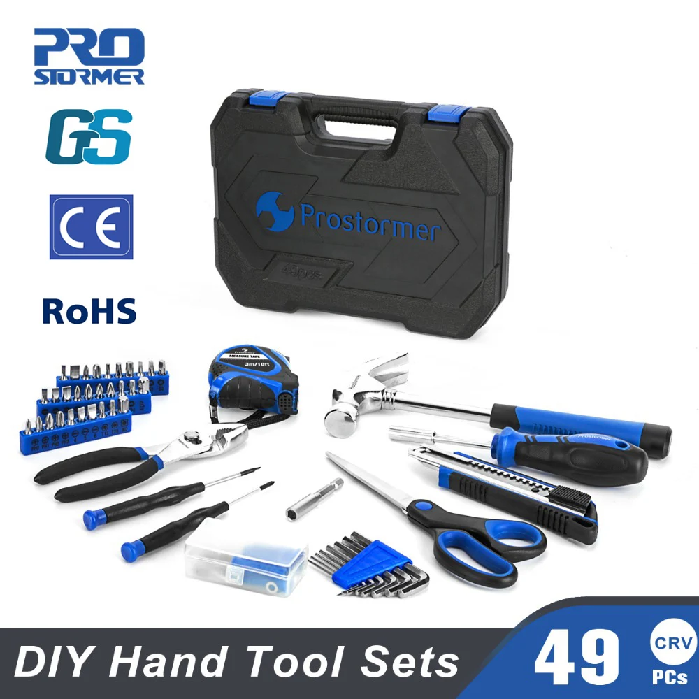 

Prostormer 49 Pcs Multifunctional Woodworking Hand Tools DIY General Household Key Combination Repair Tool Set Kit Tool Box