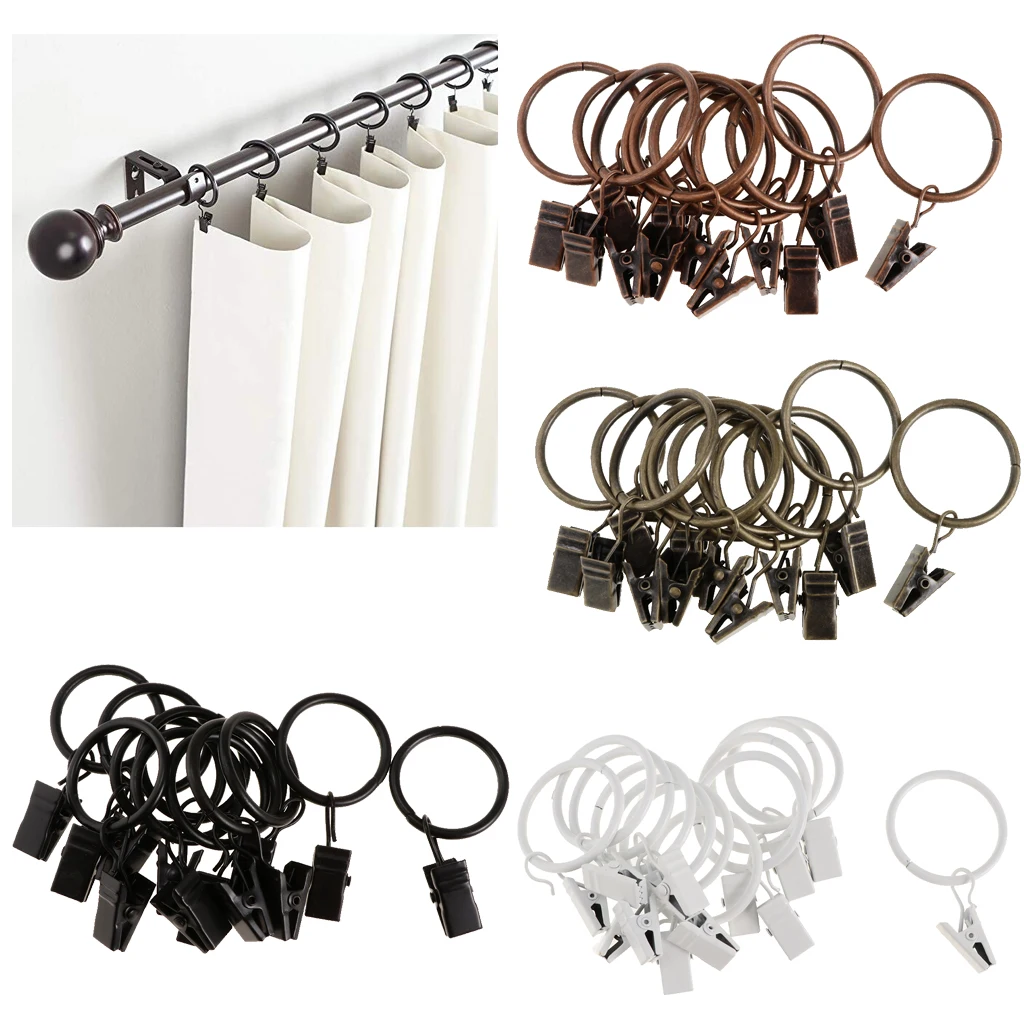Drapery Curtain Clips with Rings Set of 12 Rings Curtains Eyelets Hooks