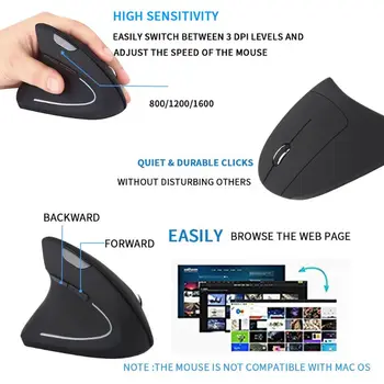 

Ergonomic Vertical Mouse Wireless Left Hand Computer Gaming Mice 5D USB Optical Mouse Gamer Mause For Laptop PC Game