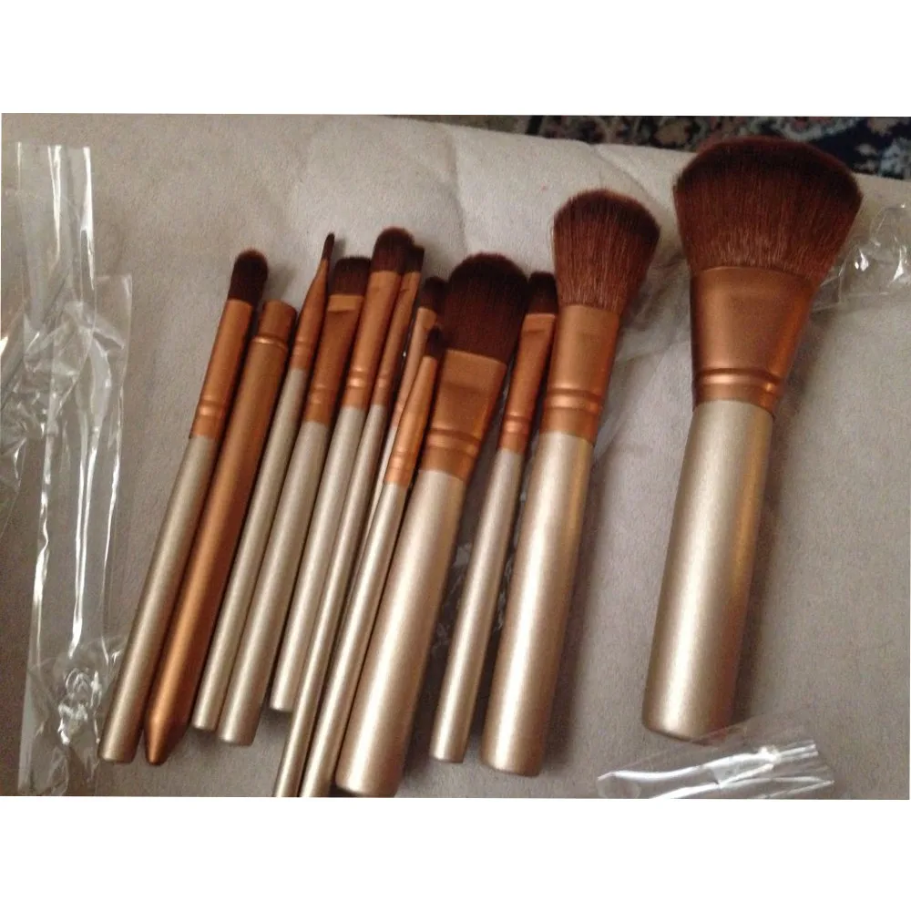 12 Pcslot Make Up Brushes Set Foundation Face Eye Powder Blusher Professional Cosmetics Makeup Brush Tools Maquiagem Gold (2)
