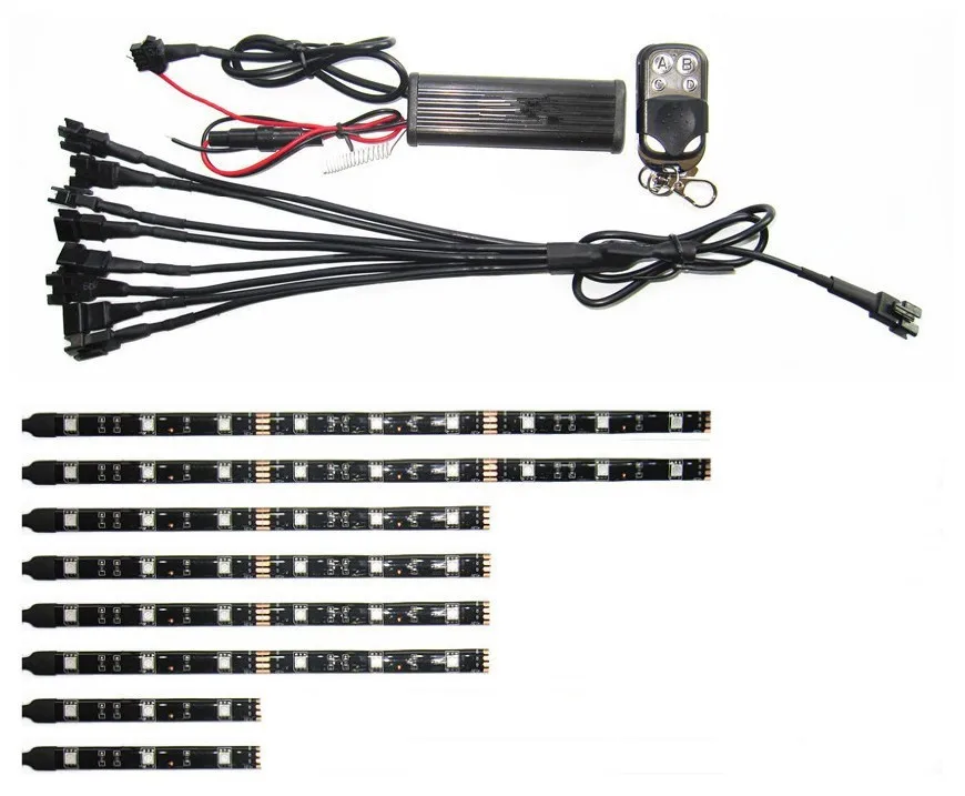 

LDDCZENGHUITEC 5050SMD LED Car Motorcycle Glow Lights Flexible Neon Strips Kit Chopper Frame With Remote Controller Multi Color