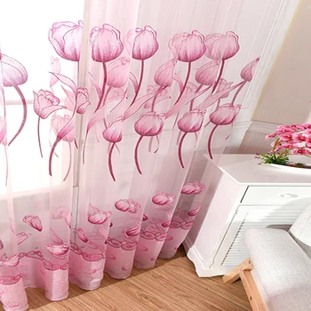 

Yarn Tulle Curtain Tulip Jacquard Burnout Curtains Customize Curtain For Living Window Curtain for Living Room Home Window Decor