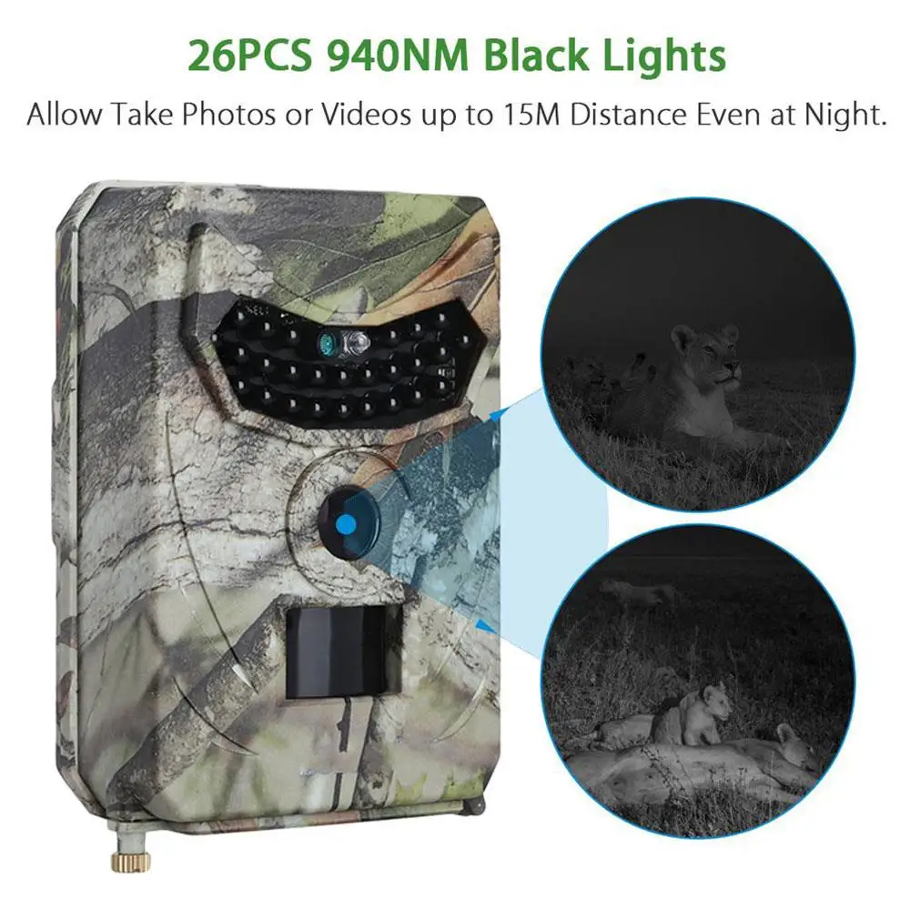 

HC-100 HD 3.0MP Camera Digital Hunting Camera Remote Weatherproof Infrared Light Motion Sensor 26pcs IR LED