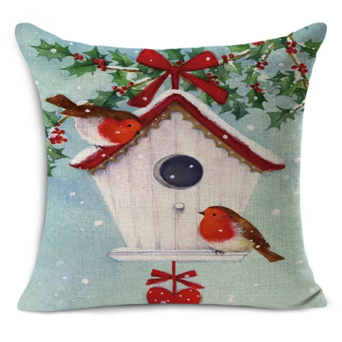 

Merry Christmas Linen Cushion Cover Decorativi Almofadas Decorative Pillows Cover For Chair Car Cojines Decorativos Para Sof