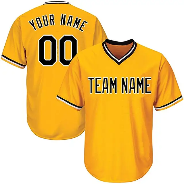Custom V Neck Replica Stripe Baseball Jersey with Embroidered Any Team