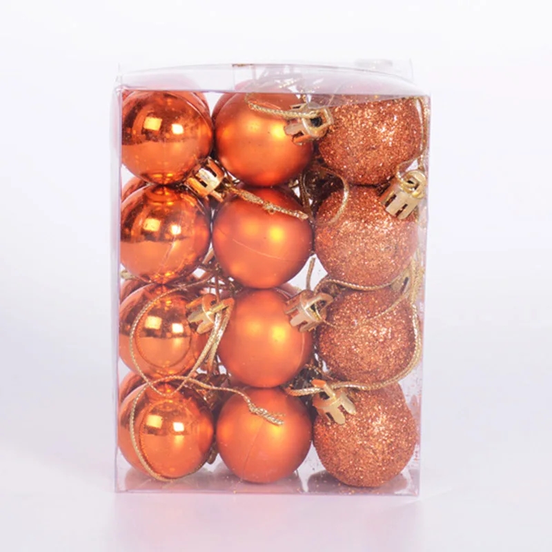 24 шт. 30 мм Мини рождественские мячики елочные шары пластиковые елочные подвесные украшения для вечерние LKS99 - Цвет: as picture