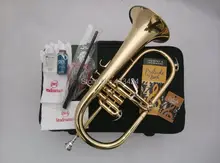 American Bach flugelhorn Gold-Lacquer B flat Bb professional trumpet Top musical instruments in Brass trompete trumpeter bugle