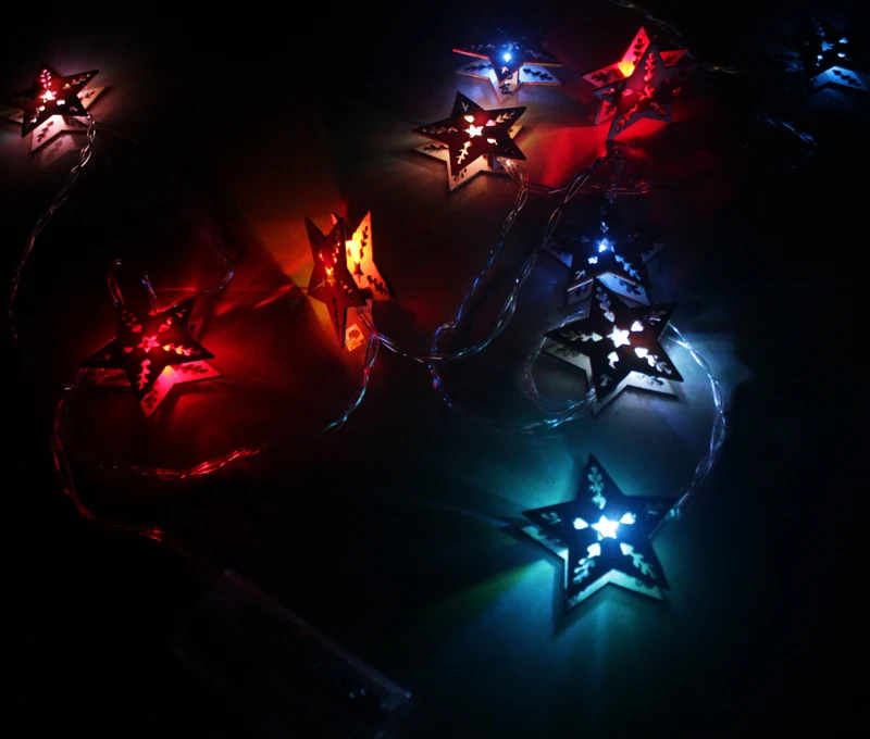 2.5 m Batería LED Estrella de Madera decorativas luces de hadas luces De Navidad luces de cadena garland decoración luminaria iluminación interior 2.5 m Batería LED Estrella de Madera decorativas luces de hadas luces De Navidad luces de cadena garland decoración luminaria iluminación interior