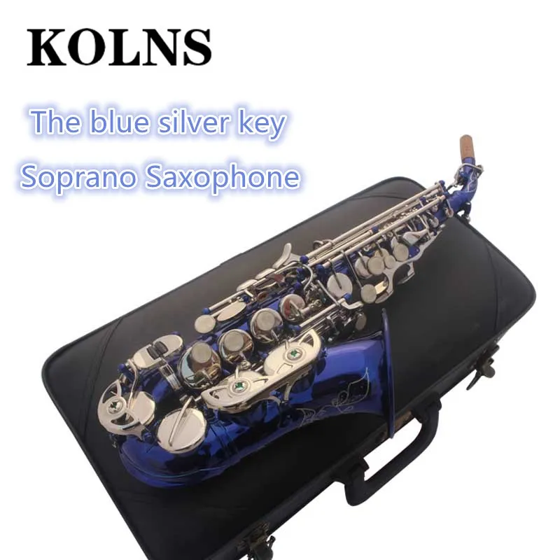 

Soprano Saxophone Bb Curved Sax High F# With Case The blue silver keyCopper simulati Copper simulation Soprano Saxophone