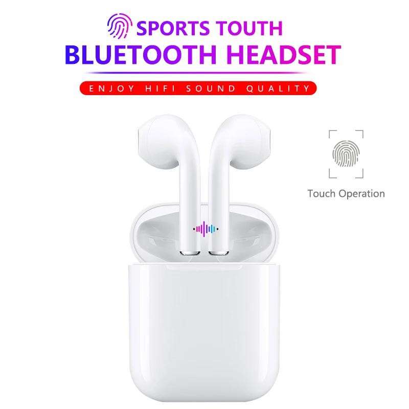 

i12 TWS Mini Wireless Bluetooth Earphone Stereo Earbud Earphone With Charging Box Mic For Iphone Xiaomi All Smart Phone air pods