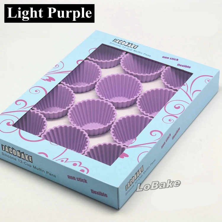 (12 Pcs/set) Light Purple Favorbale Thick Best Quality Silicone Muffin