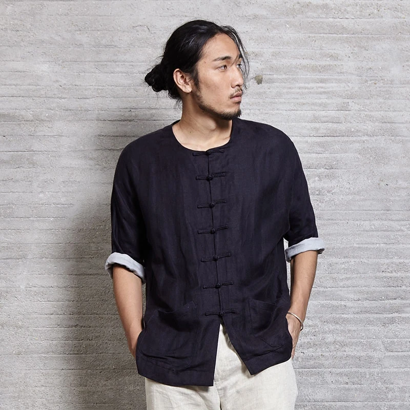 Mens Shirt Chinese Traditional Style Kung Fu Tai Chi Zen Tangzhuang