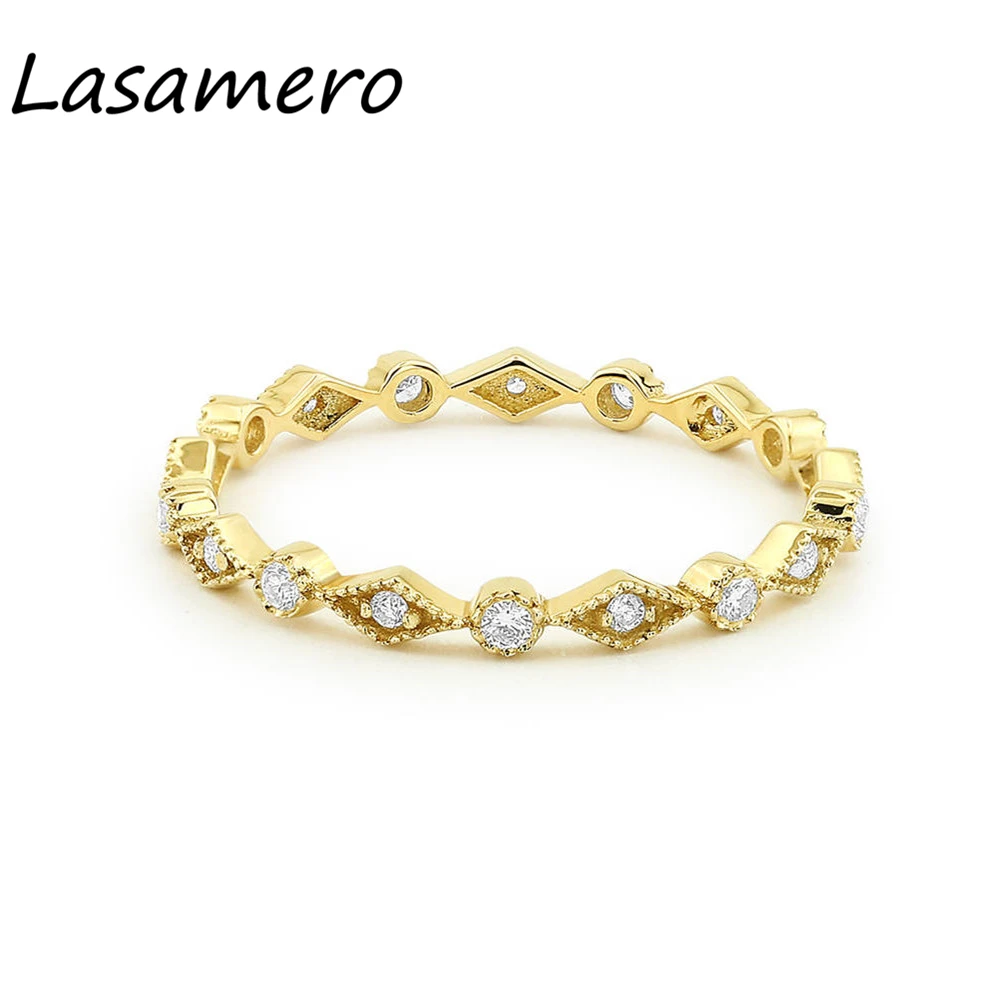LASAMERO круглый вырез 0.12CTW натуральный бриллиант 14k золото Искусство Декор вечность