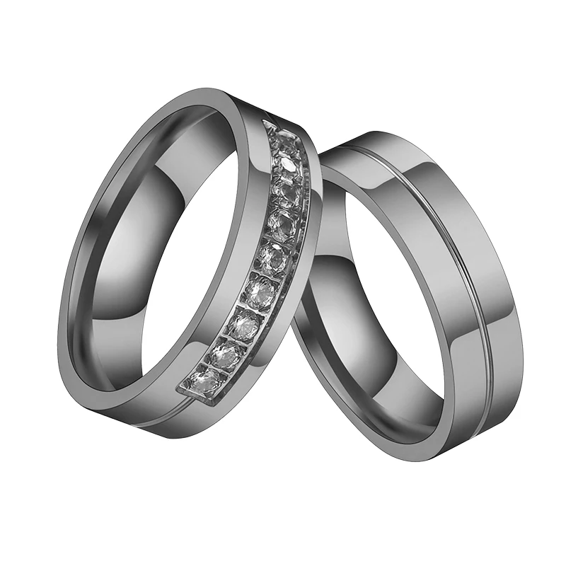 Titanium Steel Couple Rings Engagement Wedding Rings For Women Men 6-12