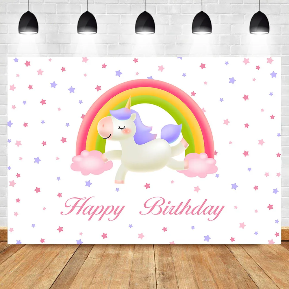 

NeoBack Unicorn Birthday Party Photo Booth Backdrop Child Cartoon Rainbown Little Star photography background