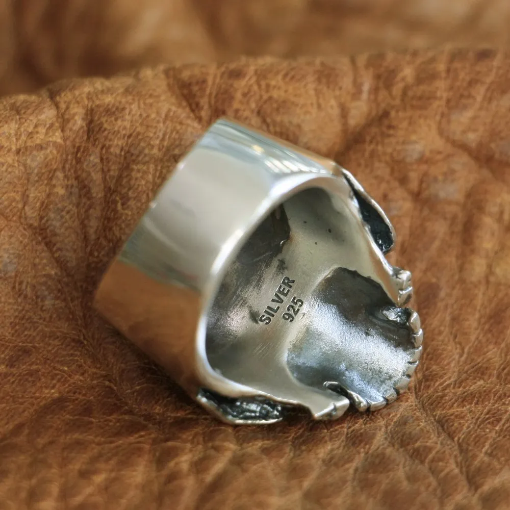 Кольцо из стерлингового серебра 925 пробы с черепом ручной работы мужское байкерское панк кольцо TA98A US Размер 7~ 15