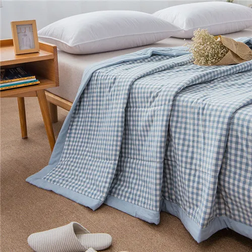 Стеганые одеяла в скандинавском стиле из хлопчатобумажной ткани, мягкое одеяло для дома, гостиницы, простые клетчатые полоски, 3 размера, постельные принадлежности - Цвет: 1
