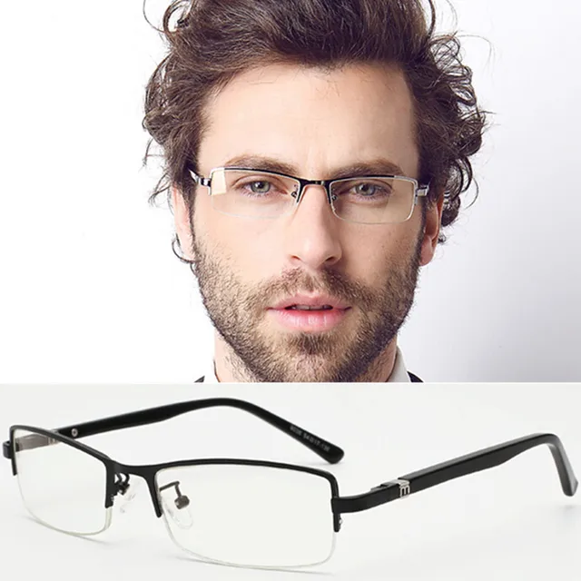 Fashion metal Half Rimless myopia Eyeglass Frames Retro Glasses Eyewear
