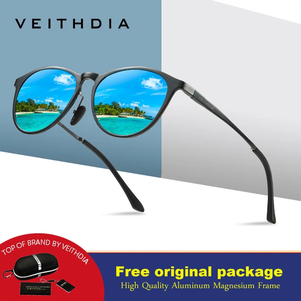 

VEITHDIA Design Unisex Retro Aluminum Magnesium Mirror Sunglasses Polarized Lens Vintage Eyewear Driving Sun Glasses Men/Women