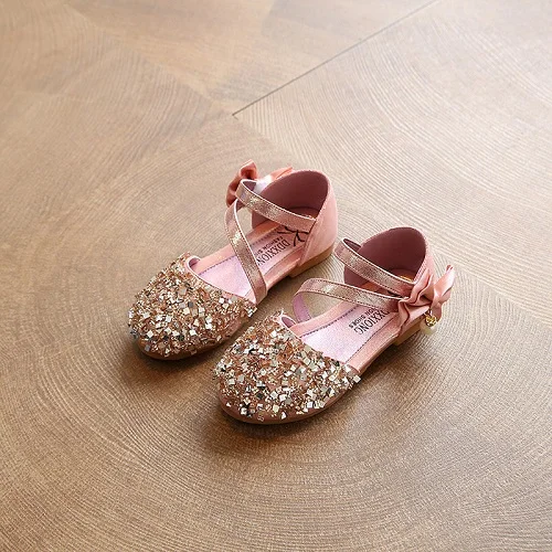 Летние сандалии для девочек детская обувь с бусинами и носком милые модные детские сандалии из искусственной кожи с цветами размеры 27-36 - Цвет: Розовый
