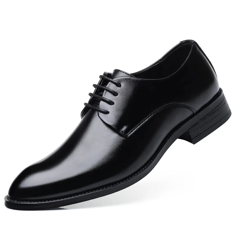 

Solid shoes mens elegant shoes men lace up dress shoes male business flats work shoes for sale 2503