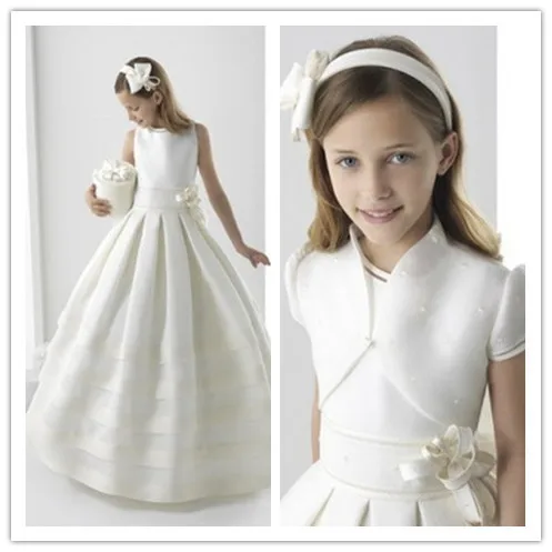 2017 vestidos de primera comunión elegante chaqueta libre que rebordea una  línea de vestido de niña flor blanca high fashion vestido de  daminha|fashion wa|fashion winter dressfashion day race dress - AliExpress