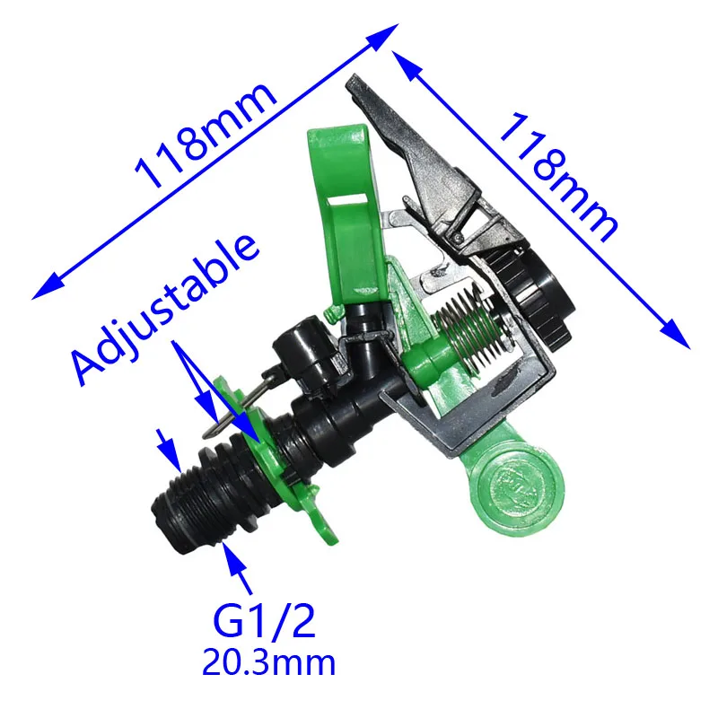 Орошение 1/2 дюймов Распылительная насадка спринклера соединитель медный вращающийся коромысло садовая Оросительная Система садовые инструменты 1 шт - Цвет: Зеленый