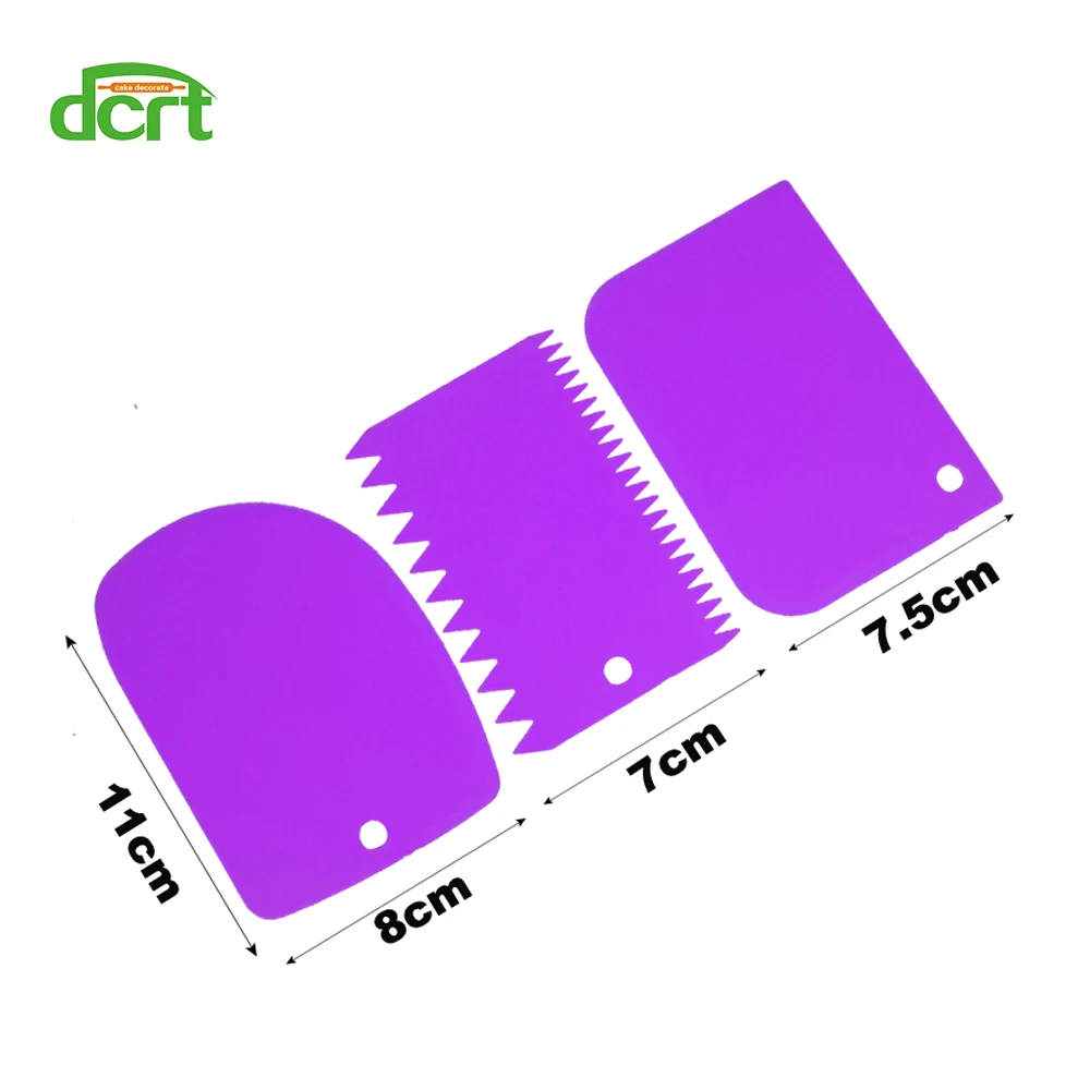 DCRT 3 шт./компл. принадлежности для приготовления кондитерских изделий пластиковые торт тесто глазурь скребок для мастики гладкие с зазубренными краями Торт Кондитерские инструменты для украшения торта шпатель