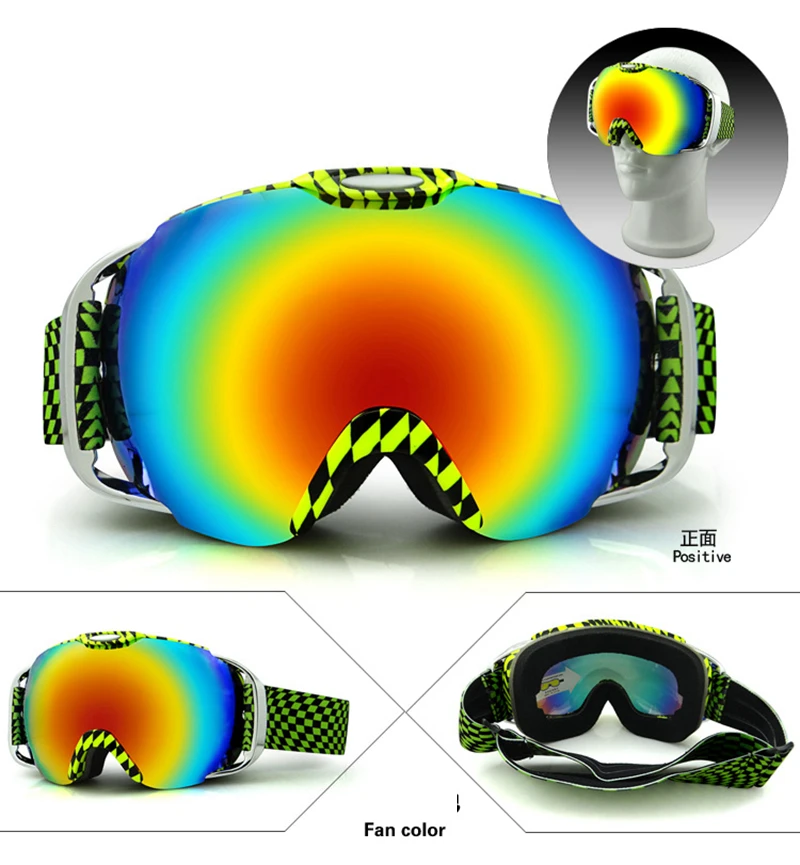 Марка Большой кадр лыжные очки двойной UV400 Анти-туман большой Лыжная маска очки Лыжный Спорт Для мужчин Для женщин Снег Сноуборд очки