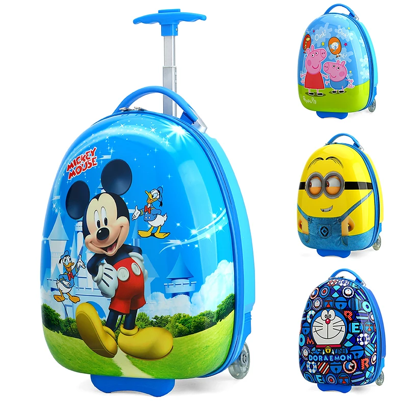

16 Inch Kid's LovelyKAWEIDA Travel Luggage Children Hello Cartoon Trolley Luggage with Universal Wheel Yellow Blue Pink Suitcase