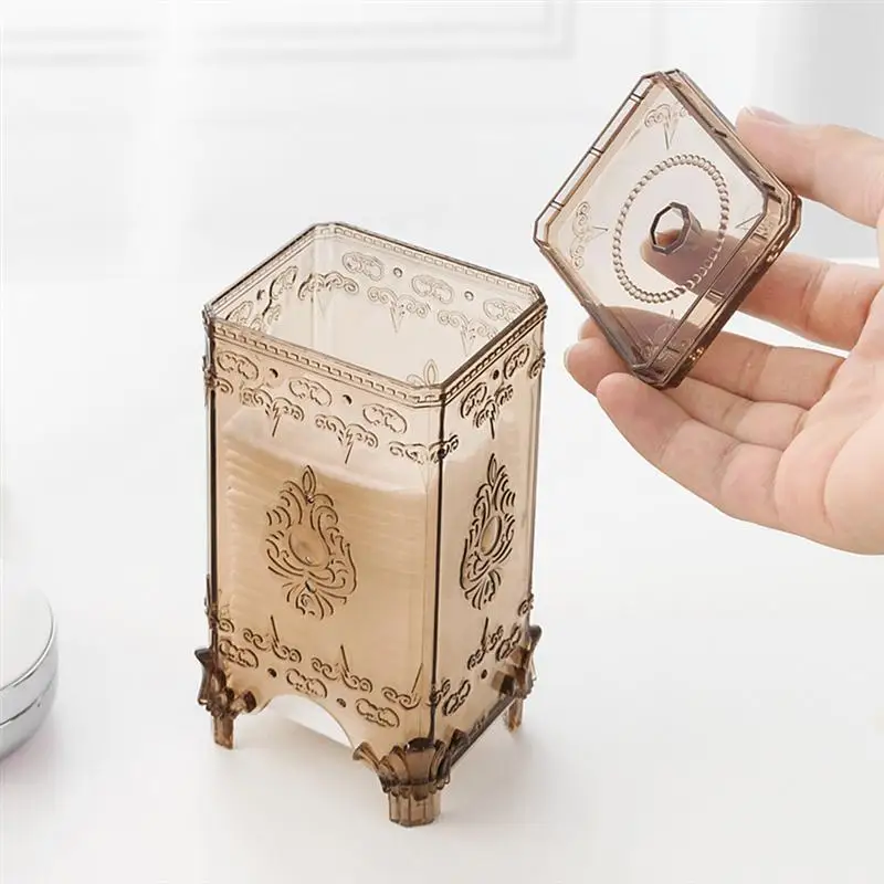 2 шт. пластиковый прозрачный хлопковый ящик-органайзер для хранения креативный Европейский стиль Cuboid макияж хлопковый контейнер держатель коробка