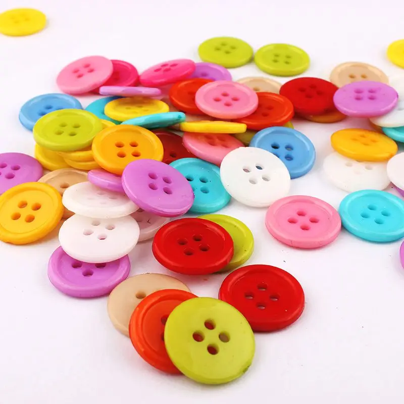 100pcs4 кнопки с отверстиями смешанные размеры и цвета круглые смоляные для