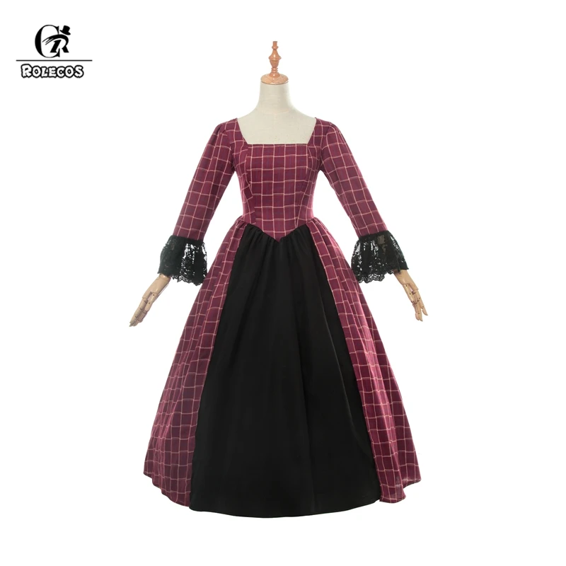 

ROLECOS Victorian Women Dress Ball Gowns Costume Plaid Dress Medieval Renaissance Party Costume Retro for Women