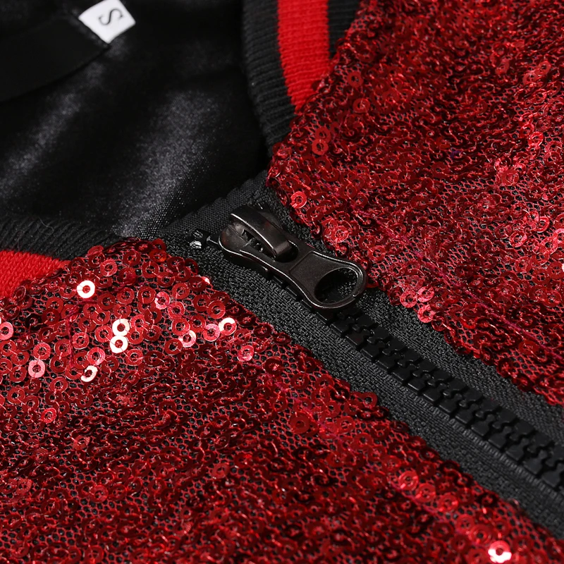 Black Sequin Baseball Varsity Jacket Men 2019 Brand New Mens Hip Hop Streetwear Jackets and Coats Stage Prom Clothes for Singers