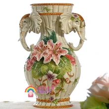 Модные креативные керамические лилии слон ваза для цветов горшок домашний декор украшения комнаты фарфоровая статуэтка животного Свадебная ваза