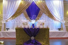 3M*6M royal blue & Shiny Sequin Wedding backdrop wih beautiful swags bling Weding stage curtain Wedding Decoration